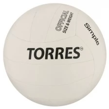 TORRES Мяч волейбольный TORRES Simple, размер 5, синтетическая кожа (ТПУ), машинная сшивка, бутиловая камера, бело-че