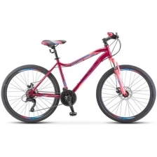 Женский горный велосипед с колесами 26" Stels Miss-5000 V V050 серебристый/салатовый рама 18", 21 скорость