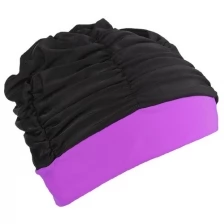 Шапочка для плавания объёмная двухцветная, лайкра , цвет чёрный/фиолетовый