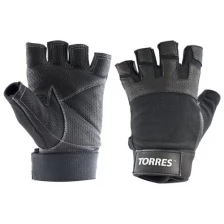 Перчатки для занятий спортом TORRES , PL6051S, р.S, нейлон, нат.кожа, подбив.6мм, напульсник, черные