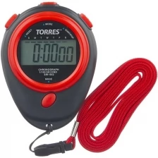 Секундомер TORRES Stopwatch, арт.SW-002, часы, будильник, дата, шнур с карабином, черно-красный