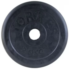 Диск TORRES 2,5 кг, PL50632, d.30мм, металл в резиновой оболочке, черный,обрезиненный