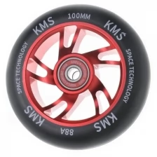 Колесо для трюкового самоката KMS Sport 100 мм алюминий красный спиральная звезда 20048