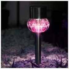 Фонарь садовый на солнечной батарее "Узор грани" 35 см, d-6 см, 1 led, металл, красный