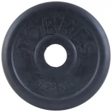 Диск TORRES обрезиненный 1.25 кг арт.PL50681, d.25мм, металл в резиновой оболочке, черный
