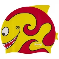 Шапочка для плавания детская FASHY Childrens Silicone Cap, 3048-00-80, силикон, желто-красный