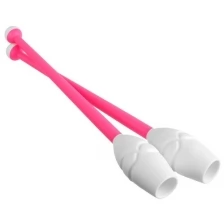 Булавы вставляющиеся для гимнастики (пластик, каучук) 36 см, цвет розовый/белый