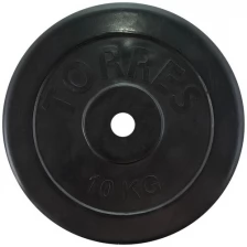 Диск обрезиненный TORRES PL507110, вес 10кг., диаметр 25мм.