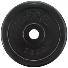 Диск TORRES 2.5 кг арт.PL50692, d.25мм, металл в резиновой оболочке, черный