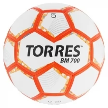 Мяч футбольный TORRES BM 700, размер 5, 32 панели, PU, гибридная сшивка, цвет бежевый/оранжевый/серый