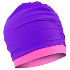 Шапочка для плавания объёмная двухцветная, лайкра, ярко-фиолетовый/розовый