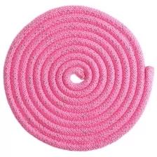 Скакалка гимнастическая утяжелённая, 3 м, 180 г, цвет неон-розовый/серебро люрекс