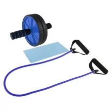Набор для фитнеса (ролик для пресса+эспандер), цвет синий