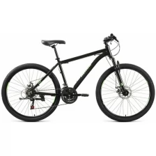 Велосипед горный ALTAIR 26 Disc (26" 21 ск. рост. 17") 2020-2021, черный/ярко-зеленый, RBKT1M36GK01