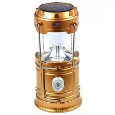 Многофункциональный светодиодный фонарь "Ярче Света" PO1 для кемпинга и туризма с солнченой батареей (Золотистый)