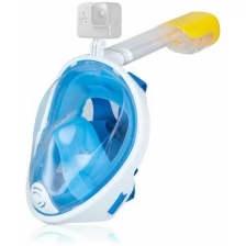 Подводная маска для снорклинга с креплением для экшн-камеры, размер L/XL, цвет: голубой