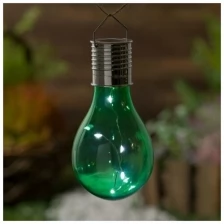 Фонарь садовый на солн. бат. "Лампочка Зеленая" 3.7 x 15 см, 5 LED, пластик, белый