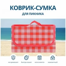 Samutory / Водонепроницаемый коврик для пикника 150х200см Синий (Сумка-покрывало/плед для пляжа)