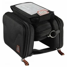 Компактная сумка на раму велосипеда с водонепроницаемым чехлом для телефона, черная, 19х12х5 см