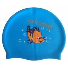 Шапочка для плавания Dobest силиконовая, с рисунком, (голубая) (RH-С30)