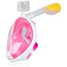 Подводная полнолицевая маска для плавания (снорклинга) FreeBreath S/M (розовый)