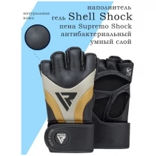 Перчатки для ММА RDX Grappling Gloves AURA T-17 Golden Black L