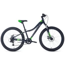 Велосипед 24" Forward Twister 2.0 D, 2022, цвет черный/ярко-зеленый, размер рамы 12"