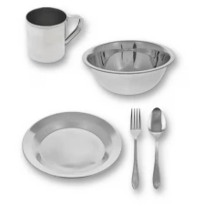 Набор туристической посуды, посуда туристическая для похода, кемпинга, 5 предметов, нерж.сталь