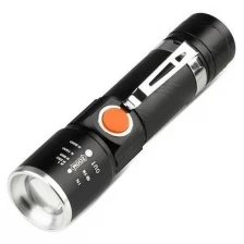 Фонарь светодиодный, фонарь аккумуляторный, фонарик ручной Flashlight с USB зарядкой, черный