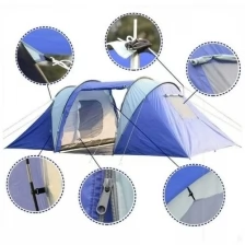 Палатка четырехместная XFY-1699, размер Д450*Ш220*В180, палатка для туризма серо-синяя