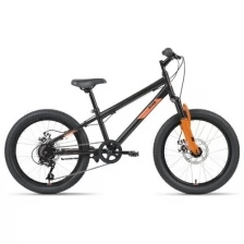 Велосипед ALTAIR MTB HT 20 2.0 D (20" 6 ск. рост. 10.5") 2022, черный/оранжевый, IBK22AL20080