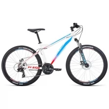 Велосипед FORWARD FLASH 26 2.0 D (26" 21 ск. рост. 17") 2022, белый/голубой, RBK22FW26676