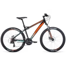 Велосипед FORWARD FLASH 26 2.0 D (26" 21 ск. рост. 19") 2022, черный/оранжевый, RBK22FW26682