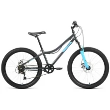Велосипед ALTAIR MTB HT 2.0 D 24" (2022) (Велосипед ALTAIR MTB HT 24 2.0 D (24" 6 ск. рост. 12") 2022, темно-серый/голубой, RBK22AL24095)
