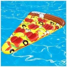 Пляжный надувной матрас плот для плавания Пицца Pizza Slice с подстаканниками 171 х 99 х 21 см, для отдыха на воде в отпуске на пляже и в бассейне