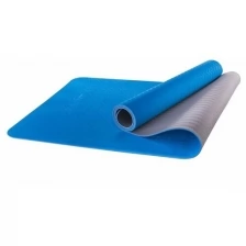Коврик для йоги STARFIT FM-201, TPE, 173x61x0,4 см (синий-серый)