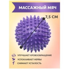 Массажный мяч с шипами, 7,5 см, фиолетовый