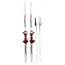 Лыжи подростковые Ski Race с палками стеклопластик/универсальное крепление