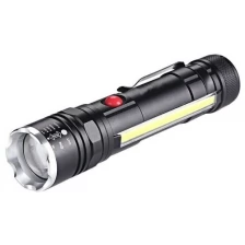 Светодиодный ручной фонарик Огонь H685-T6 / боковые COB светодиоды / зумом / магнитное крепление /
