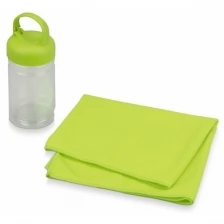 Набор для фитнеса "Cross": охлаждающее полотенце и бутылка, цвет зеленое яблоко