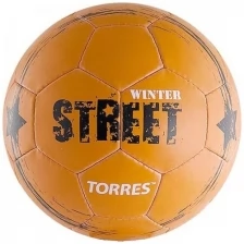 Футбольный мяч Torres Winter Street, размер 5, ярко-оранжевый, 32 панели, ручная сшивка, латексная камера с бутиловым ниппелем, игла в комплекте