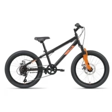 Велосипед ALTAIR MTB HT 20 2.0 D (20" 6 ск. рост. 10.5") 2022, черный/оранжевый, IBK22AL20080