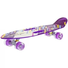 Скейтборд пластиковый PP с принтом, широкие светящиеся колеса PU, стойка: алюминиевая