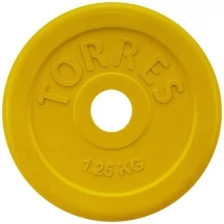 Диск TORRES обрезиненный 1.25 кг арт.PL50381, d.25мм, металл в резиновой оболочке, желтый
