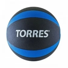 Медбол Torres AL00223-1 3 кг с ярким дизайном из износостойкой резины для фитнес-программах тренировок, панели склеены, черно-синий, диаметр 21.9 см