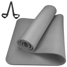Универсальный коврик НБК NBRM-10-1 серый для йоги и фитнеса / размер 183х61х1 см / материал бутадиен-нитрильный каучук, ремешок для переноски