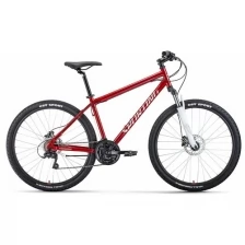 Горный велосипед FORWARD SPORTING 27,5 3.2 HD (27,5" 24 ск. рост. 19") 2022, темно-красный/серебристый, RBK22FW27881