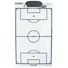 Тактическая доска для футбола TORRES , арт. TR1002S, маркерная, с зажимом, в комплекте маркер, белая