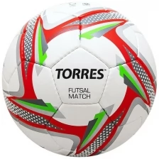 Футзальный мяч Torres Futsal Match из синтетической кожи ПУ, размер 4, 32 панели, ручной шов, латексная камера с наполнителем