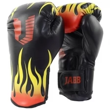 Перчатки бокс.(иск.кожа) Jabb JE-4077/Asia 77 Fire черный 8ун.